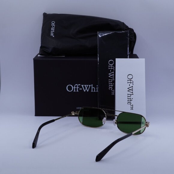 Off-White Off-White OERI14H LYNN 7650 Sunglasses Gold Oval Frame, Green Lenses - Picture 10 of 10